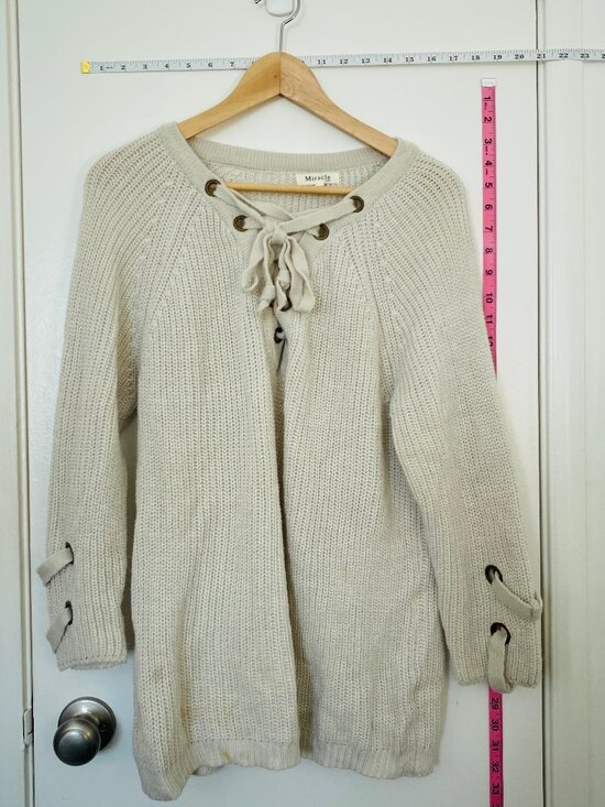 Sweaters - Miracle Cream Knit Lace-Up Front & Sleeve Grommet Sweater